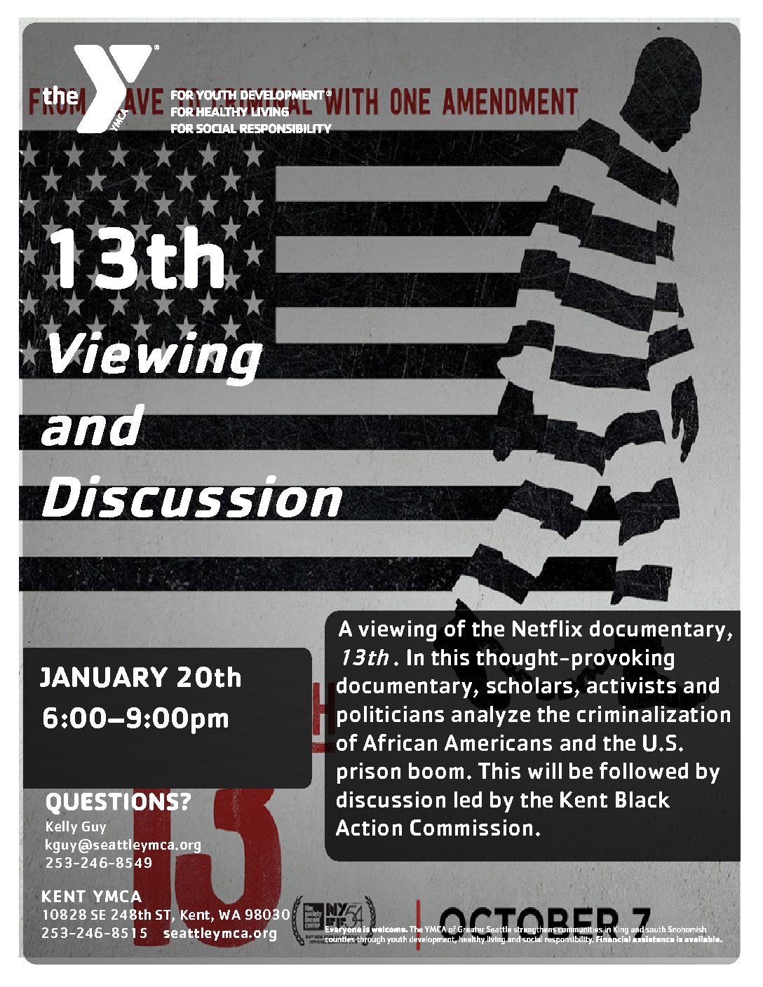 KBAC & Kent YMCA host a viewing of the documentary 13th